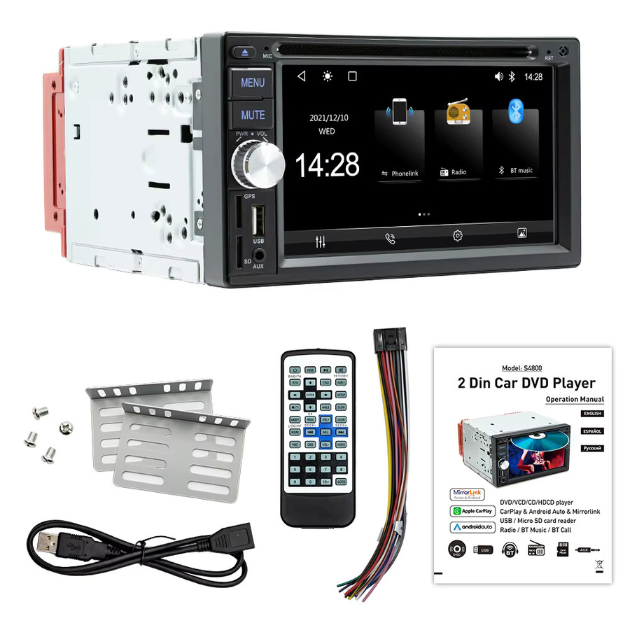 Icreative Universal Auto MP5-Player mit 6,2 Zoll Display, Carplay und Android Auto, Multimedia-Stereo mit DVD, FM Radio, USB, TF-Karte und Aux in Schwarz - Bild 6