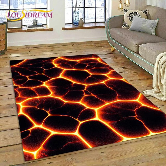 Karpetti Vulkan 3D Lava Magma Teppich, Schwarz, B/T: 70 x 100 cm - Bild 1