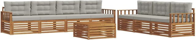 vidaXL Outdoor-Sofagarnitur 8-teilig aus Akazienholz mit Kissen in Beige und Grau - Bild 1