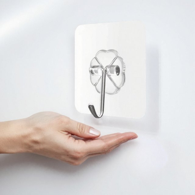 STONEGO Selbstklebende Tür-Wandaufhänger mit Saugnäpfen, transparent, 4 Stück, Breite: 6 cm, Höhe: 6 cm, Tiefe: 6 cm - Bild 1