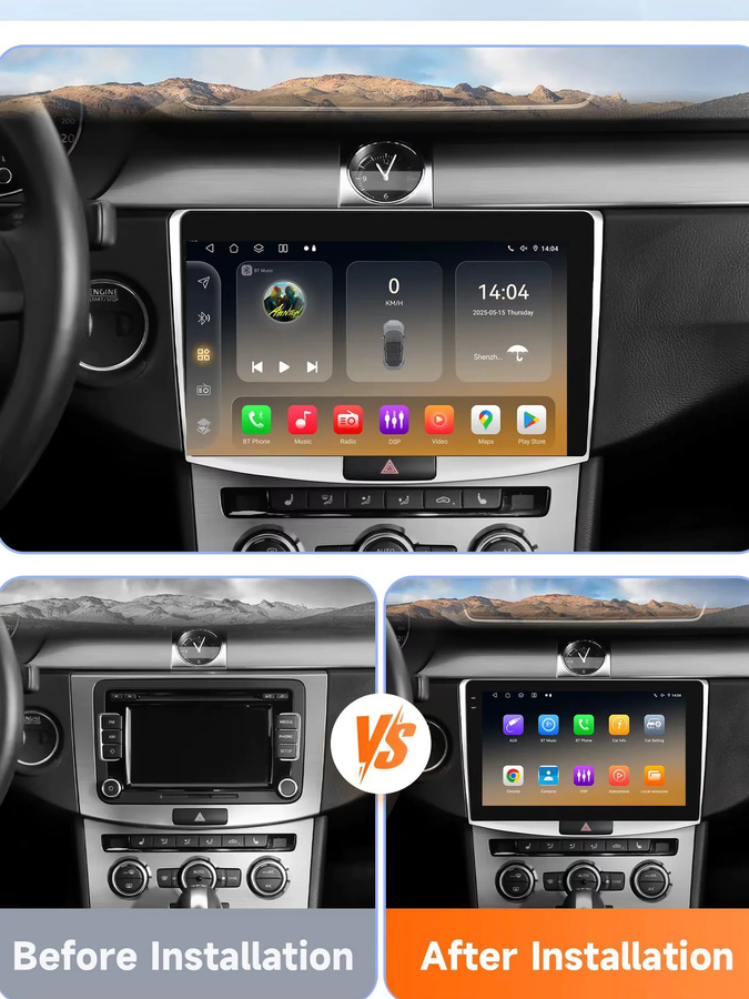 Hizpo Android 14 Autoradio für Volkswagen Passat B7 CC 2010-2015 mit 8GB RAM, 128GB Speicher, Snapdragon 6115, GPS, 4G, Carplay und Multimedia-Funktionen in Schwarz - Bild 7