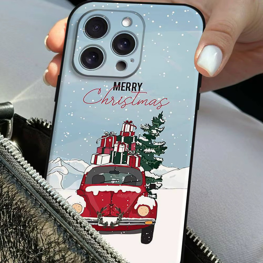 Mesuca Handyhülle mit Weihnachts- und Neujahrsdesign für iPhone 11 bis iPhone 17 Pro Max, Schwarz und Multicolour, Softcover - Bild 6