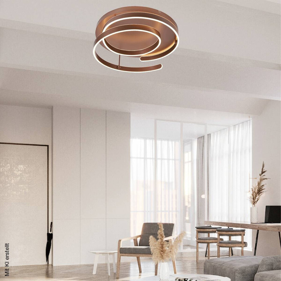 Pocoline LED-Deckenleuchte Taro in Braun, rund, H: 18 cm, D: 60 cm - Bild 3
