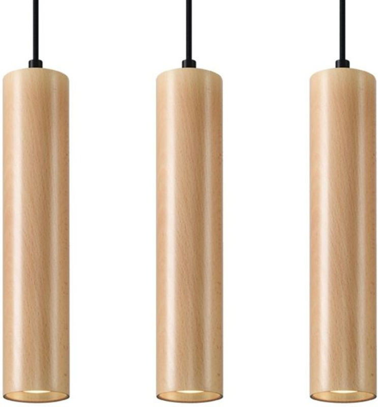 Sollux Pendelleuchte Lino in Natur aus Holz mit 3x GU10 Neutralweiß im skandinavischen Design - Bild 1
