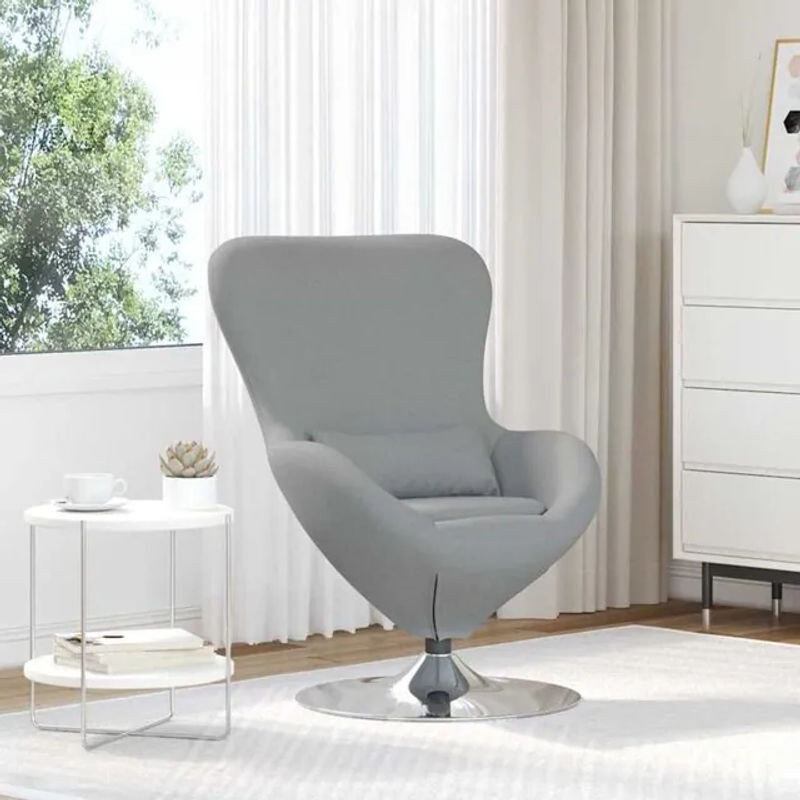 Modernes Loungesessel Vidaxl als Eiersessel aus Stoff in Grau mit Holzgestell - Bild 1