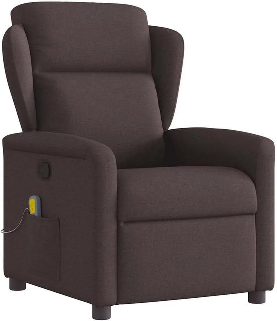 vidaXL Massagesessel Dunkelbraun mit Liegefunktion und Vibrationsfunktion aus Stoff - Bild 1