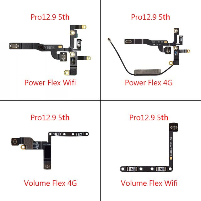 Apple Ersatz Power On Off Volume Button Control Flex Kabel für iPad Pro 12,9 Zoll 4. Generation, Farbe: Schwarz - Bild 1