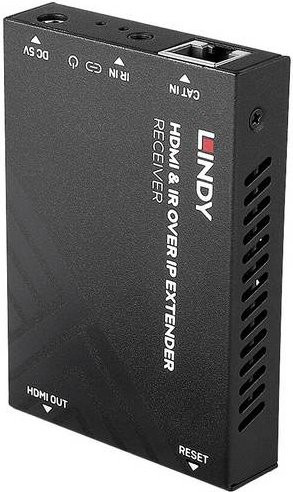LINDY HDMI und IR über IP Receiver RJ45 in Schwarz für Video Audio und Infrarot-Übertragung via Ethernet LAN - Bild 1