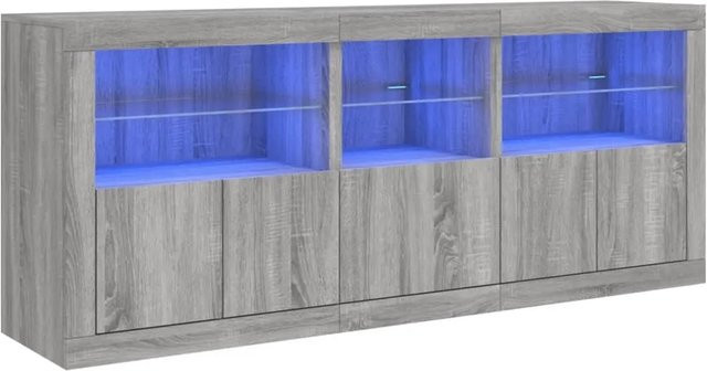 vidaXL Sideboard modern in Grau Sonoma mit integrierter LED-Beleuchtung, B/T/H: 162 x 37 x 67 cm - Bild 1