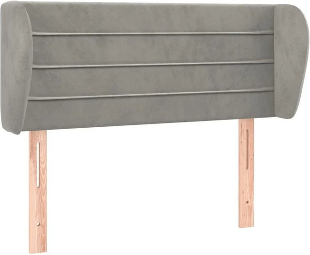 vidaXL Kopfteil mit Ohren in Hellgrau aus Samt, B/T/H: 93 x 23 x 78/88 cm - Bild 1