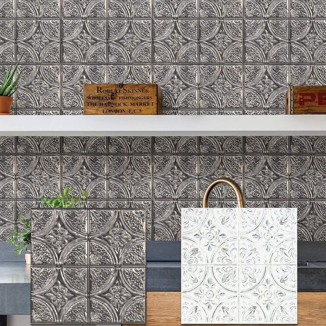 Vividtiles 10-teiliges Set selbstklebende 3D-Wandaufkleber in Blumenoptik aus wasserfestem PVC-Material - Bild 1