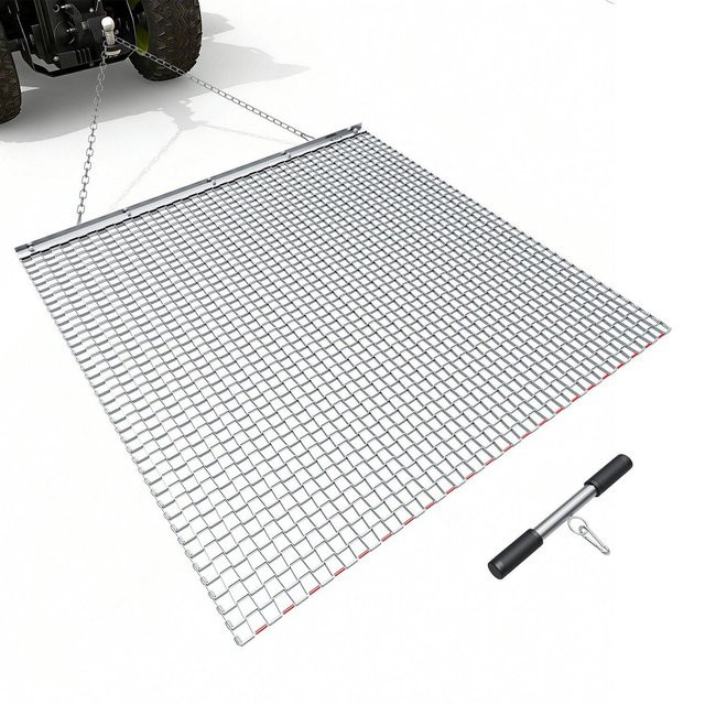 Buying Solutions MB Kettenschleppe Rechen aus verzinktem Stahl für ATV UTV Traktor, Farbe: Silber, B/T: 120 x 120 cm - Bild 1