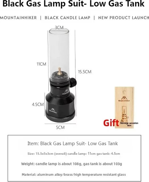 Mountainhiker Outdoor Camping Gaslampe Vintage Tischlampe mit warmweißem Licht und Glaszylinder - Bild 1