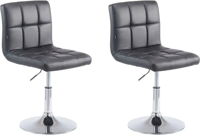 DELUKE 2er Set Barhocker BANGKO in Schwarz aus Kunstleder, höhenverstellbar und drehbar mit Lehne, B/T/H: 44 x 49 x 74 cm - Bild 1