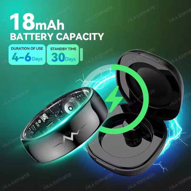 Ola Esporte Smart Ring Schwarz mit EKG, Herzfrequenz, Blutdruck, Sauerstoffgehalt und Schlafüberwachung für Unisex - Bild 1
