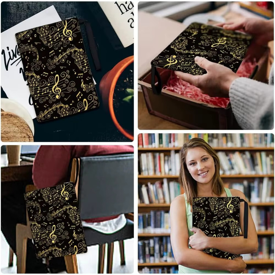 2 Stück Musiknoten-Buchhüllen aus Polyester in Schwarz mit Reißverschluss und Vordertasche, B: 34 cm, H: 24 cm - Bild 6