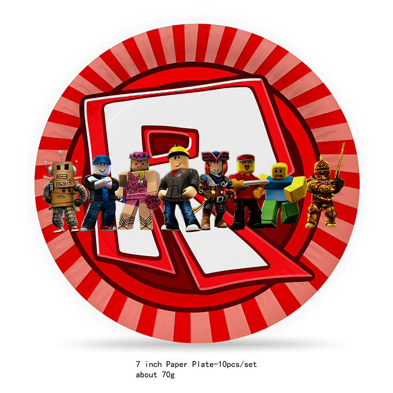 Roblox Geburtstag Dekoration Set aus Papier mit Pappbechern, Tellern, Banner, Waben und Aufklebern für Kinder - Bild 2