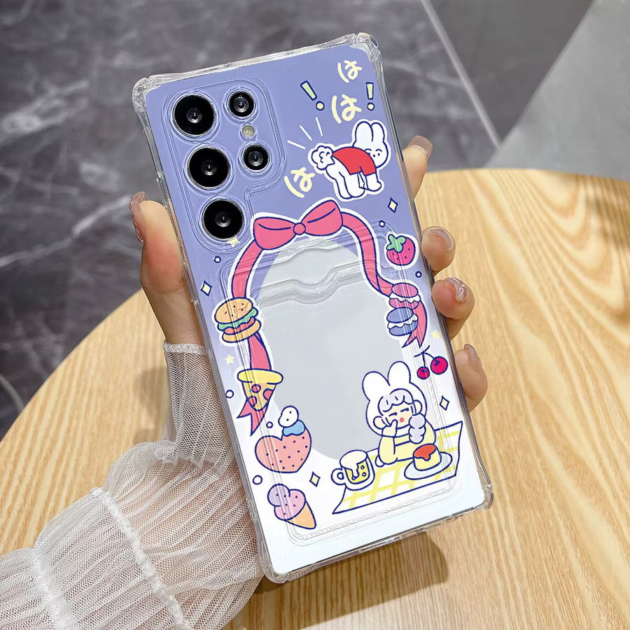 Stoßfeste Cartoon Handyhülle mit Kartenhalter für Samsung Galaxy S25 Ultra S24 FE S23 S22 Plus A05 A05s in Transparent - Bild 2