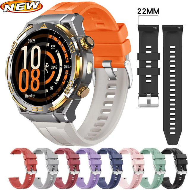 Uhrenarmband Silikon, 22 mm, Schwarz, Unisex - Bild 1