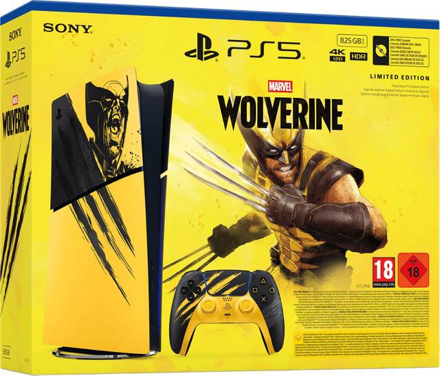 Sony PlayStation 5 Slim Digital Edition Wolverine Battle Yellow Limited Edition - Bild 1