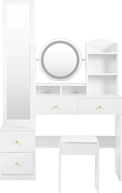 okwish Schminktisch mit LED-Beleuchtung und Spiegel in Weiß, B/T/H: 109 x 36 x 164 cm - Bild 1