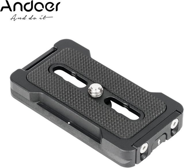 Andoer PU-70L Schnellwechselplatte QR-Platte mit 1/4 Zoll Befestigungsschraube kompatibel mit Arca Swiss Standard, schwarz - Bild 1