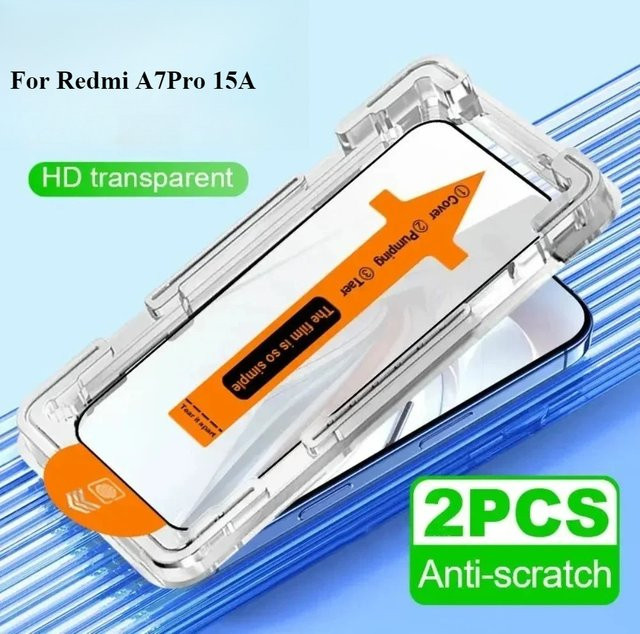 Staubfreier Displayschutz aus gehärtetem Glas für Xiaomi Redmi A7 Pro 15A 15 15C Note 15 14 Pro, transparent, Vollkleber-Glas - Bild 1