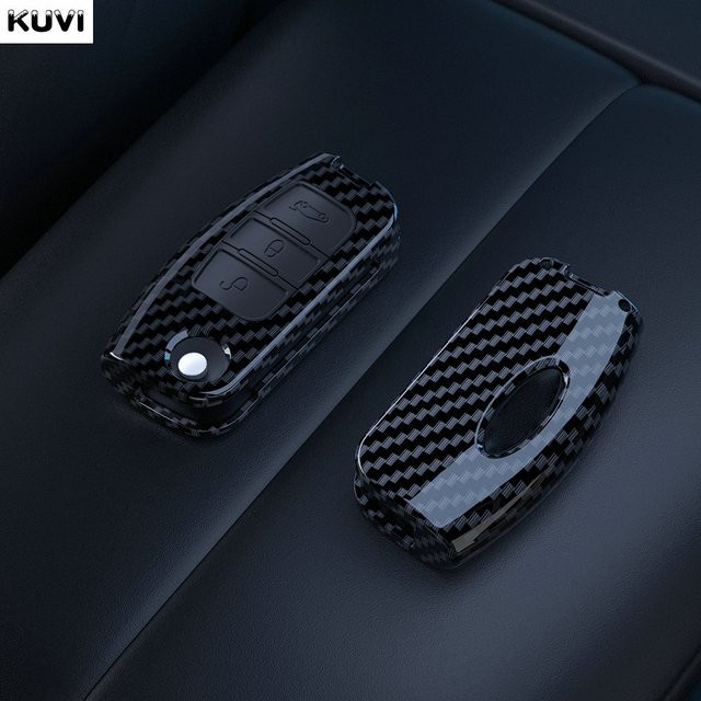 Kuvi ABS Carbon Faser Schlüsselhülle für Ford Fiesta Focus C-Max Ecosport S-Max Fusion Mondeo in Schwarz - Bild 1