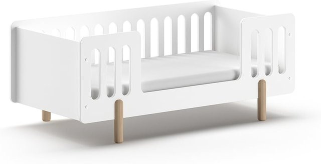 JAXX SMILE Juniorbett mit Lattenrost und Absturzschutz, MDF, weiß lackiert, B/T: 140 x 70 cm - Bild 1