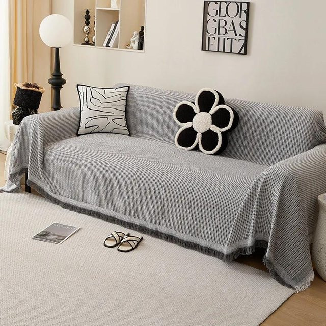 Sofabezug aus Baumwolle von Your Warm Home, grau, B/T/H: 90 x 90 cm - Bild 1