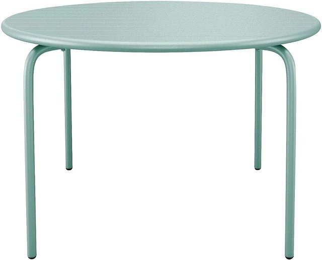 Vente-unique Gartentisch Mirmande aus Metall in Mandelgrün, rund, Durchmesser: 130 cm - Bild 1