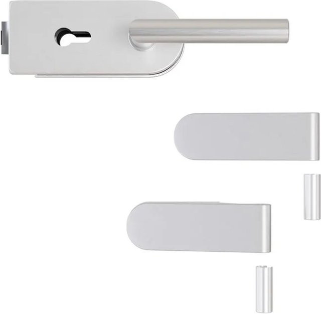 Hansaglas Glastürbeschlag Studio Profilzylinderschloss Set in Silber, Aluminium, B/T/H: 265 x 175 x 80 mm - Bild 1
