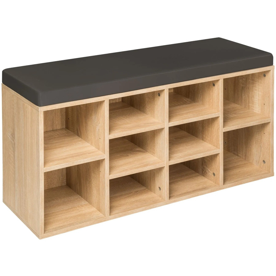 tectake Schuhschrank Max für 10 Paar Schuhe mit abnehmbarem Sitzpolster in Eiche Dunkelgrau, B/T/H: 103,5 x 48 x 30 cm - Bild 2