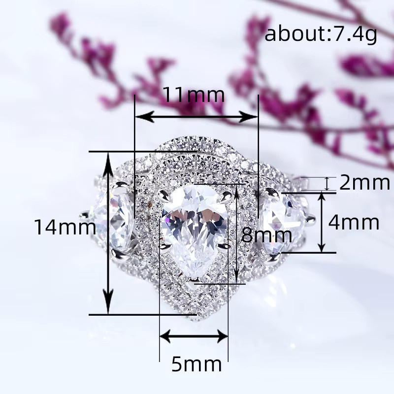 Huitan Ringe, 3-teilig, Zirkonia, Silber, Damen - Bild 3