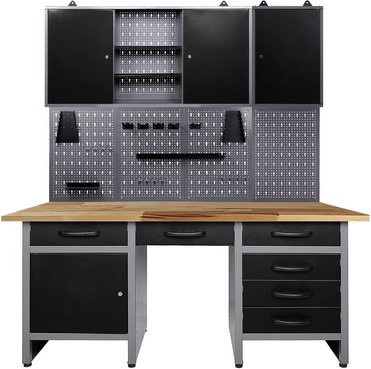 Ondis24 Werkstatt-Set Harry aus Metall in Anthrazit und Grau mit Lochwand - Bild 1