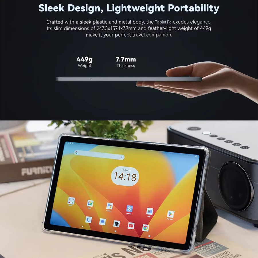 BDF-Y7 Android Tablet 10,1 Zoll mit 8 GB RAM, 256 GB ROM, Android 13, 5G WiFi und 4G Mobilfunk, Grau - Bild 6