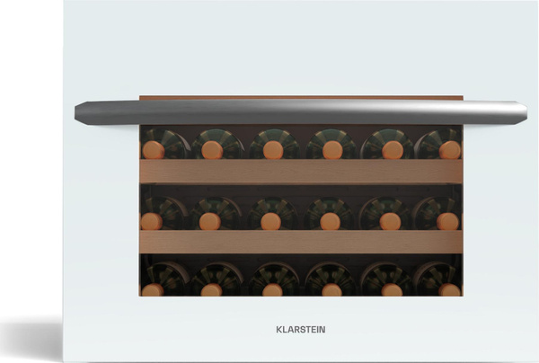 Klarstein Vinsider 24 Built-In Uno Einbau-Weinkühlschrank mit Glastür in Weiß für 24 Flaschen, 1 Zone, 5-20 °C, LED-Beleuchtung und UV-Schutz