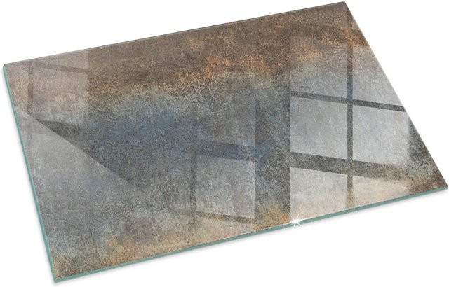 Tulup Glasplatte für Kamin mit abstraktem Texturmuster in Braun, B: 100 cm, H: 70 cm - Bild 1