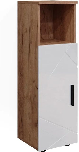Vicco Midischrank Irma Badschrank Badezimmermöbel Eiche Weiß Hochglanz B/T/H: 30 x 30 x 95 cm - Bild 2