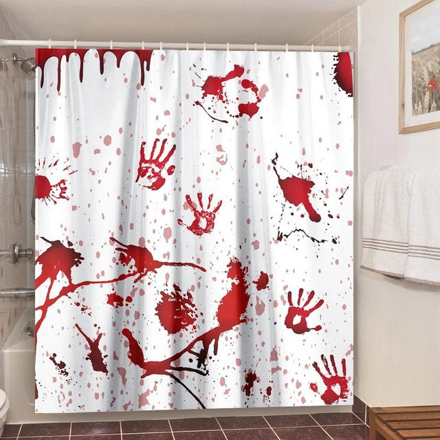Baifenbai Home Furnishing Duschvorhang mit Totenkopf-Motiv in Weiß, wasserdichtes Polyestergewebe, B/H: 120 x 180 cm - Bild 1