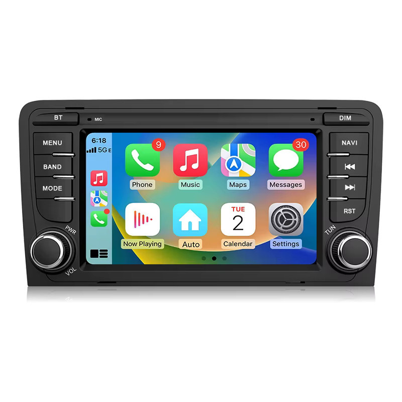 Junsun Android 15 Autoradio für Audi A3 8P S3 2003-2012 mit 7 Zoll IPS-Touchscreen, kabelloses Apple CarPlay und Bluetooth in Schwarz - Bild 5