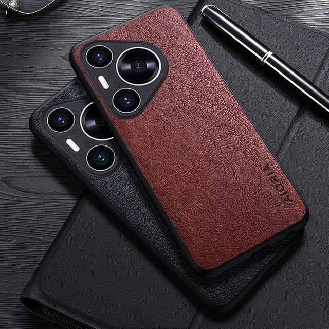 Luxus Leder Business Schutzhülle für Huawei Pura 80 Pro, Pura 70 Pro Ultra und Pura 80 in Braun - Bild 1
