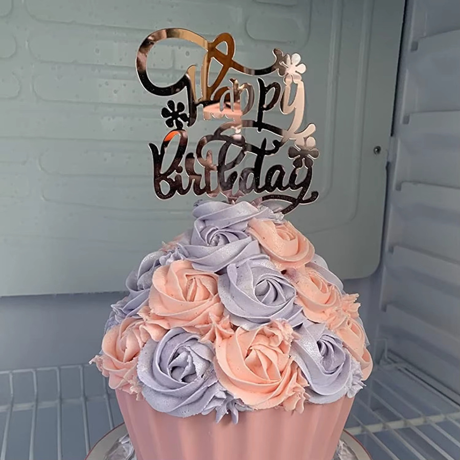Restards Happy Birthday Cake Topper Herz in Roségold und Pink mit Perlen als Party Dekoration für Mädchen und Prinzessinnen - Bild 2