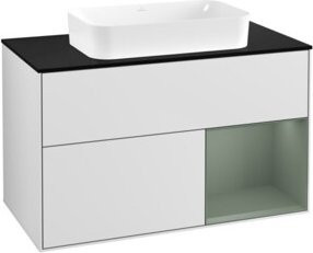 V&B Waschtischunterschrank Finion mit Wandbeleuchtung in Eiche Rustikal und Weiß lackiert, Breite: 100 cm, Tiefe: 60,3 cm - Bild 1