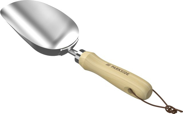 PARKSIDE Erdschaufel aus Edelstahl und Holz in Silber mit Aufhängeschlaufe aus PU-Leder - Bild 1