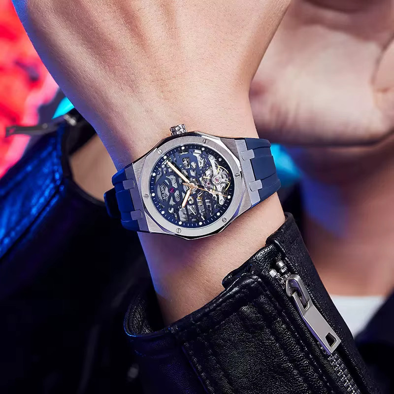 AILANG Armbanduhr, Automatik, Edelstahl, Kautschukarmband, Herren, Silber - Bild 1