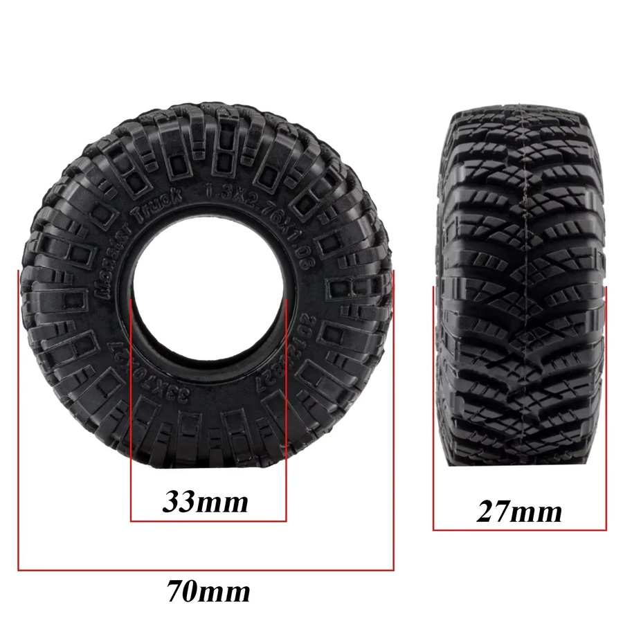 HooCrawler Schlamm-Terrain-Reifen, 4-teiliges Set, 70 x 27 mm, 1,3 Zoll - Bild 2