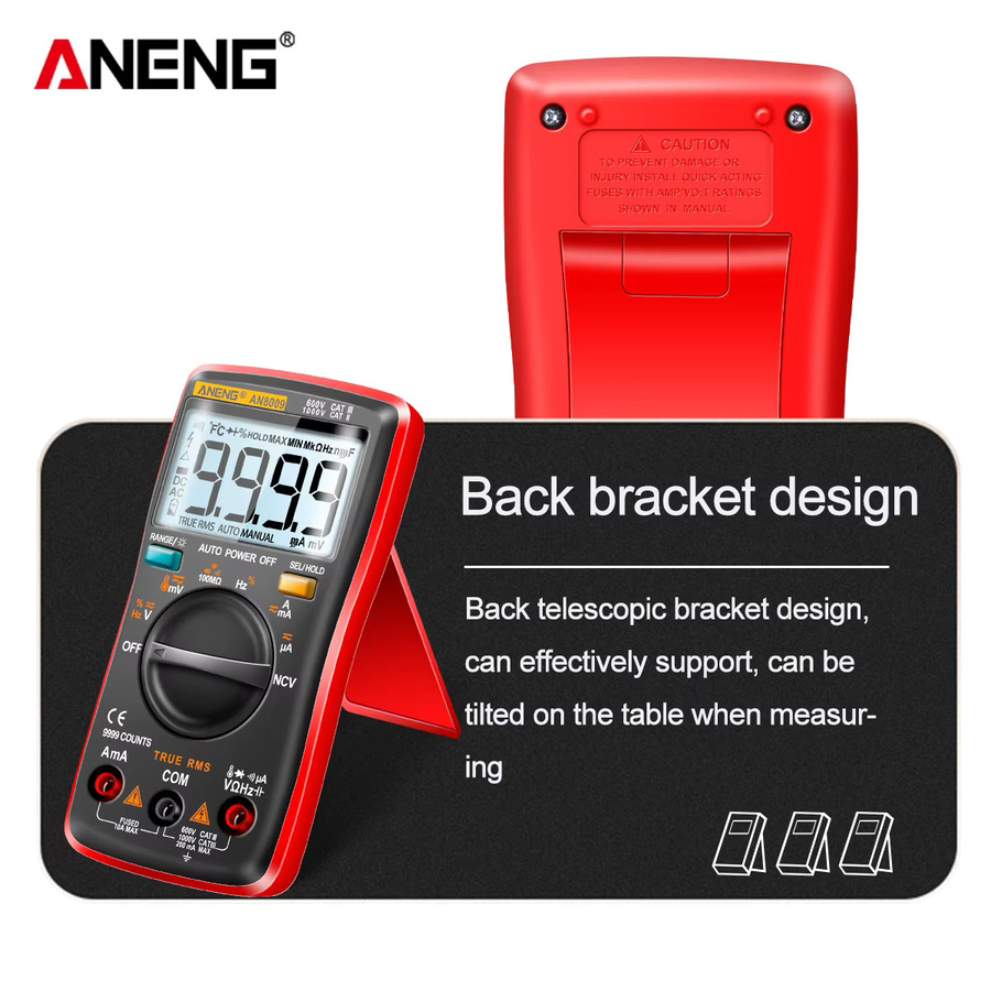 ANENG AN8009 Mini Digital Multimeter True RMS Transistor Tester in Rot - Bild 2