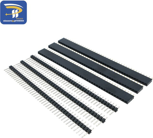 20er Set 40-Pin Einreihige Pin Header JST Stecker Streifen für Arduino, Männlich und Weiblich, 2,54 mm Abstand, Schwarz - Bild 1