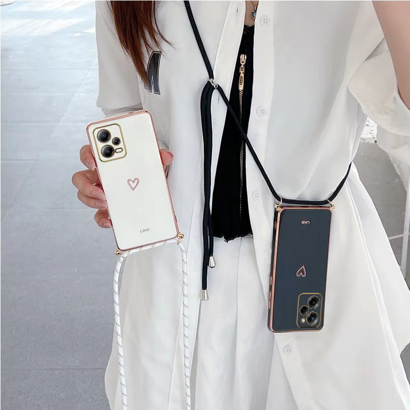 Xiaomi Handyhülle mit Herz-Design und Crossbody Lanyard Strap für Redmi Note 12 Pro Plus 4G 5G, Redmi 12C und Poco X5 Pro, Farbe: Lila/Mehrfarbig - Bild 2